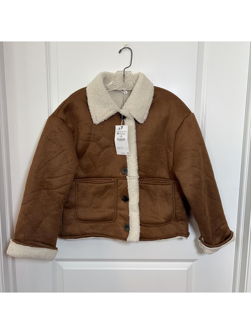 Plush Brown Teddy Jacket with Cream Sherpa Trim